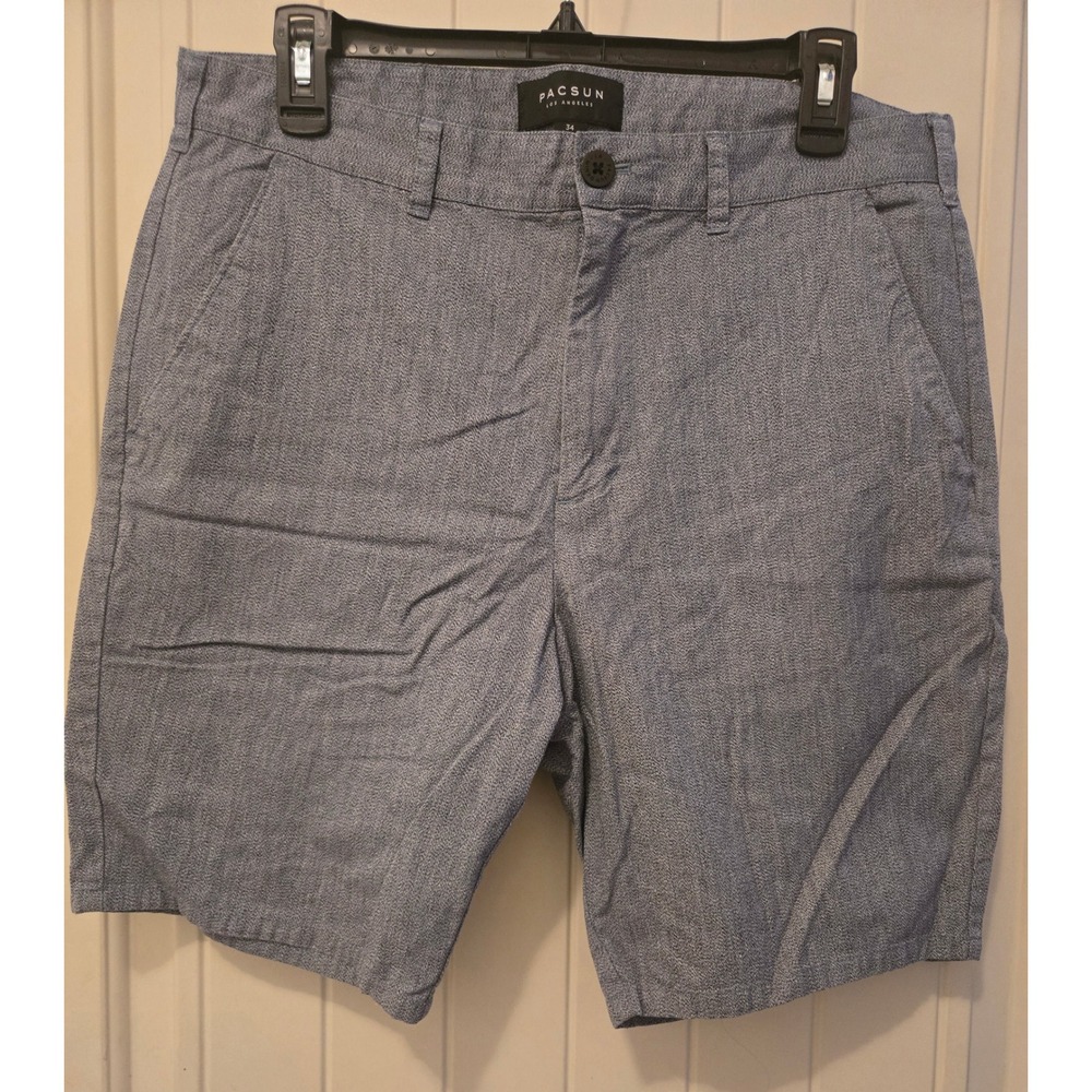 PacSun Men's Chino Shorts Size 34 Gray Blue Heathered Flat Front Casual